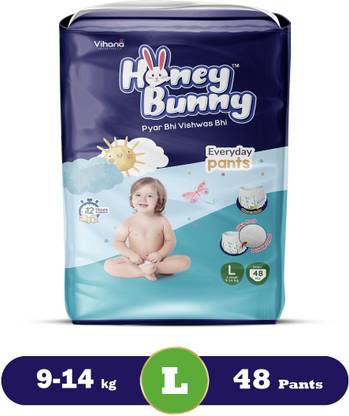 HONEY BUNNY Baby Diaper Pants with bubble top sheet| Extra Soft | 12 Hour protection - L