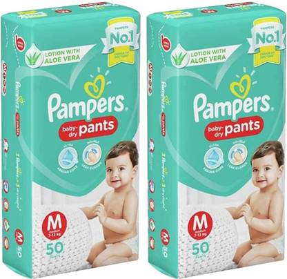Pampers BABY DRY PANTS, SIZE M, 50 PCS PACK, COMBO OF 2 - M
