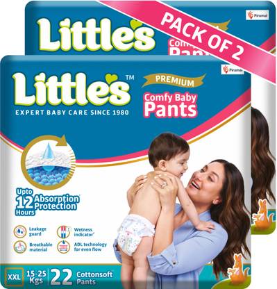 Little's Comfy Baby Pants Diapers with Wetness Indicator and 12 hours Absorption |XXL - XXL