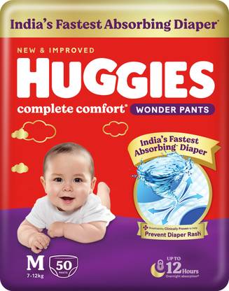 Huggies Complete Comfort Wonder Pants, India's Fastest Absorbing Diaper | - M