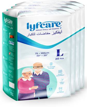lyfcare Pull-Up Pants | Waist Size (30-39 Inch) Adult Diapers - L