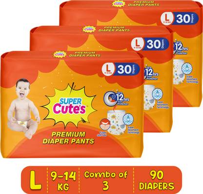 Super Cute's Premium Baby Diapers, Soft and Rash Free Diapers, Overnight Leakage Protection - L