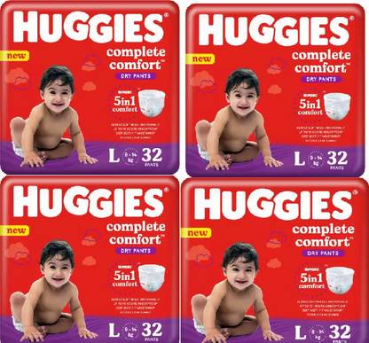 Huggies Complete Comfort Dry Pants Large Baby Diaper Pants with 5 in 1 Comfort - L