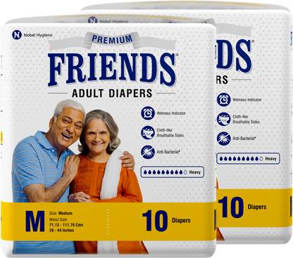 FRIENDS Premium Adult Diaper Tape Style with odourlock and Anti-Bacterial Absorbent Core Adult Diapers - M