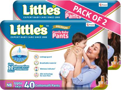 Little's Comfy Baby Pants Diapers with Wetness Indicator and 12 hours Absorption | - New Born