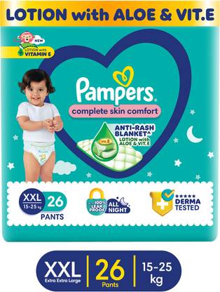 Pampers Complete Skin Comfort Pants, Anti-rash blanket, Lotion with VitaminE & Aloe Vera - XXL