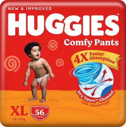 Huggies Comfy Baby Diaper Pants, Upto 50% Faster Absorption - XL