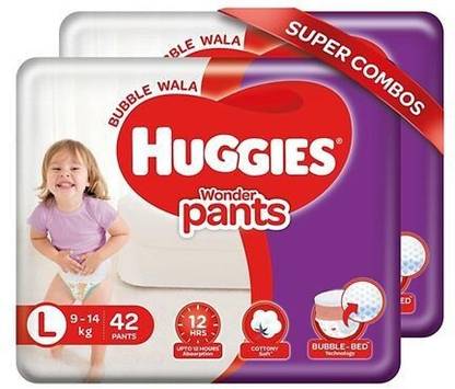 Huggies Wonder Pants Diapers Large Size Combo Pack of 2 - 42 Pieces Each - L