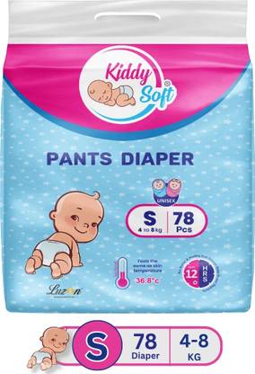 KiddySoft Baby Diaper Pants | Super Absorbent- Crisscross Top Layer | 4-8 KG | Pack of 1 - S