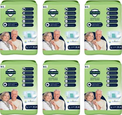 MyGuard Eco Adult Diaper Tape Style, Large 60 pcs (94-148 Cms || 34-58 inches) Adult Diapers - L