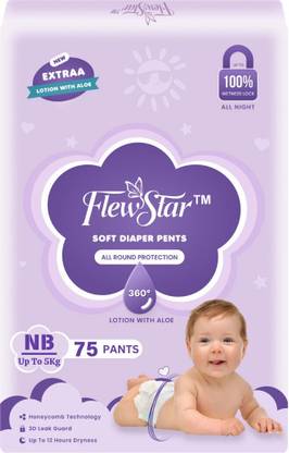Flewstar Baby Diapers Anti Rash Blanket, Lotion with Aloe,Cottony Soft High Absorb. - New Born