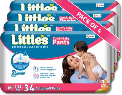 Little's Comfy Baby Pants, Standard, Medium, 34 Count With 10 Hours Absorption Protection - M