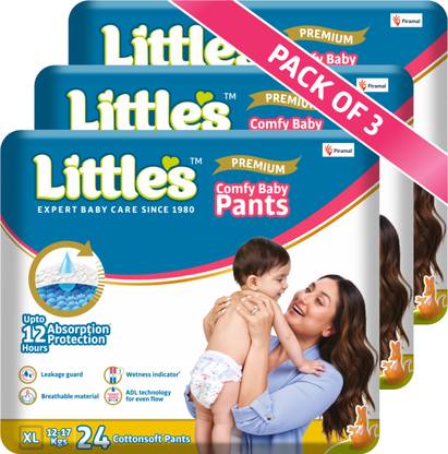 Little's Comfy Baby Pants Diapers with Wetness Indicator and 12 hours Absorption |Extra Large - XL