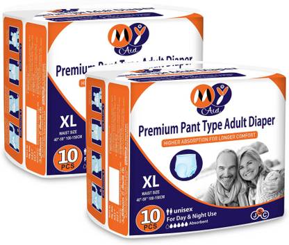 MyAid Premium Pants Style|Extra Large|Waist 100-150cm|Fast Absorption|Unisex|Pack-2 Adult Diapers - XL