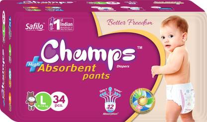 Champs High Absorbent Baby Diaper Pants|Pack of 1 - L