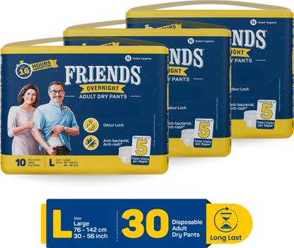 FRIENDS Overnight with odour lock and Anti-Bacterial Absorbent Core Adult Pant Diapers - L