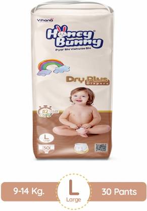 HONEY BUNNY Baby Diaper Pants with bubble top sheet| Extra Soft | 12 Hour protection - L - L
