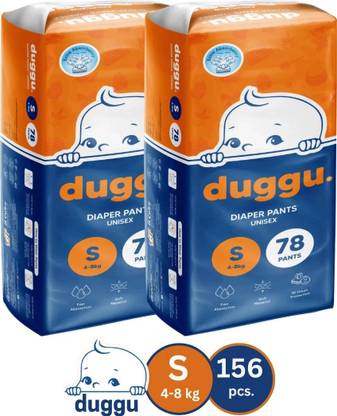Duggu Soft Baby Diaper Pants | 4-8 kg | Up to 10 Hours Absorption | Pack of 2 - S