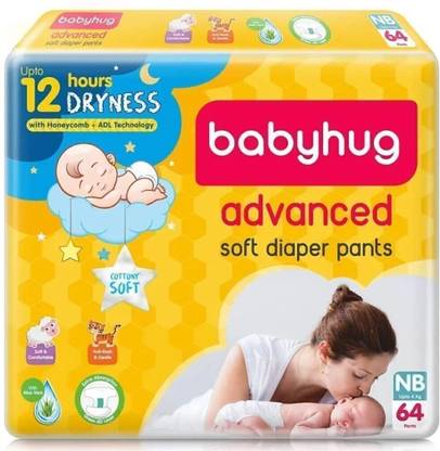 babyhug Advanced Soft Diaper Pants, New Born 64s Pack - New Born