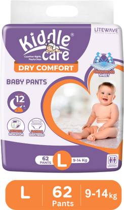 Kiddle Care Dry Comfort Baby Diaper Pants Large (9-14 kg) - 62 Pcs - L