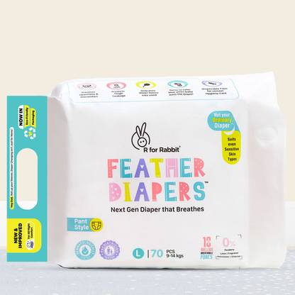 R for Rabbit Feather Diaper Pants size L Pack of 70 - L