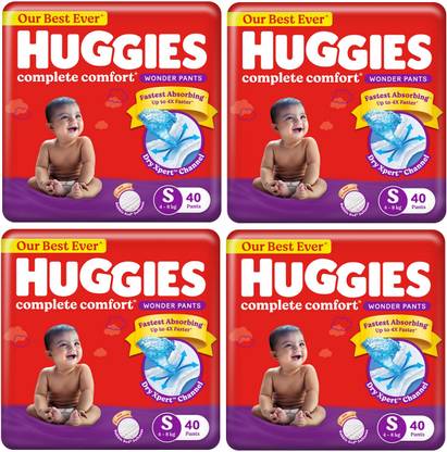 Huggies Wonder Pants Small (S) Size Baby Diaper Pants S-40 (PACK OF 4) - S