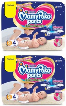MamyPoko Pants Extra Absorb Small Size S ( 4+4 Pieces ) Baby Diapers - S