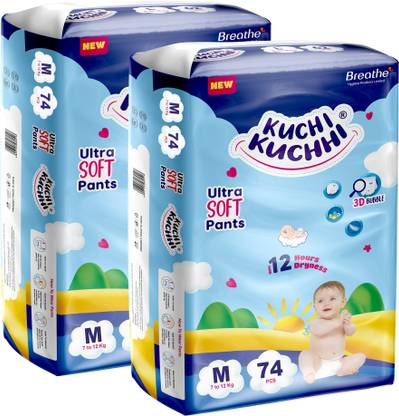 KUCHI KUCHHI Premium super soft baby diaper with a 3D bubble top (Pack of 2) - M