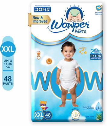 Wowper Fresh Baby Diapers Pants | Wetness Indicator | Upto 10 Hrs Absorption | 15-25 Kg - XXL