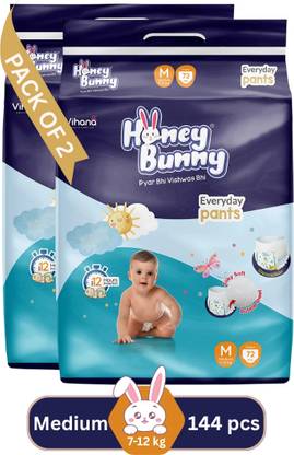 HONEY BUNNY Baby Diaper Pants with bubble top sheet| Extra Soft | 12 Hour protection - M