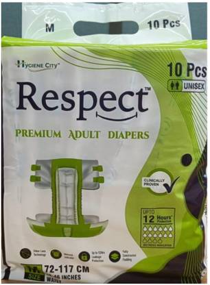 RESPECT Adult Unisex Diaper Medium Waist Size- 72-117 cm , Pack of 1 ( 10 Count ) Adult Diapers - M