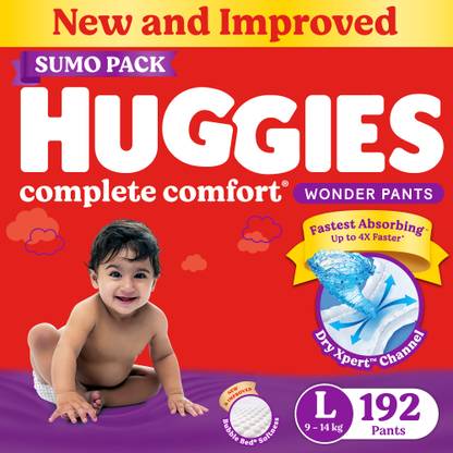 Huggies Complete Comfort Wonder Pants, India's Fastest Absorbing Diaper | - L