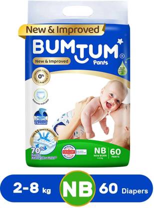 BUMTUM Baby Diaper Pants Double Layer Leakage Protection High Absorb Technology - New Born