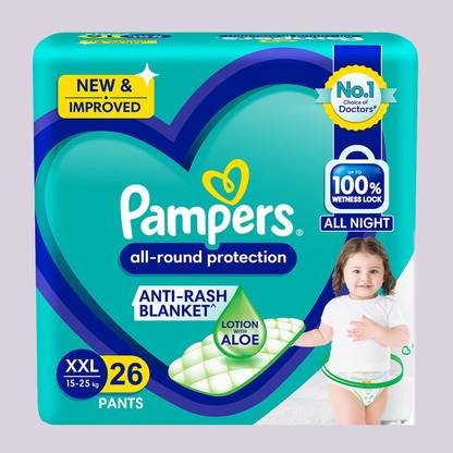 Pampers All Round Protection Happy Skin Pants, With Anti Rash Lotion - XXL