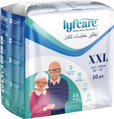 lyfcare Pull-Up Pants | Waist Size (45-61 Inch) Adult Diapers - XXL Adult Diapers - XXL