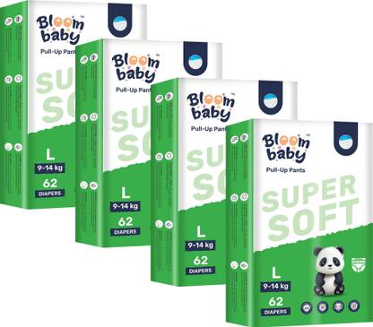 Bloombaby Large Size Super Soft Diaper Pants Style for Baby upto- 9 to 14 kgs (Pack of 4) - L