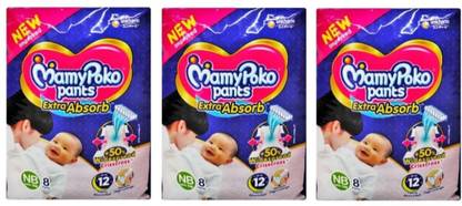MamyPoko Pants Extra Absorb Diaper- NB Size Pack of 24 Diaper ( NB - 8+8+8 ) - New Born
