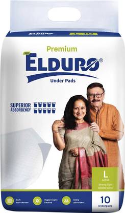 ELDURO Premium Under Pads, Large 60 x 90 Cm, Superior Absorbency, Leak Proof Adult Diapers - L