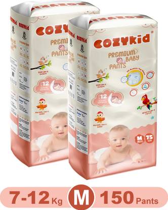 COZYKID Easy Dry Pull-Up Diapers Pants with Rash & 12 hrs Leak Protection | Pack of 2 - M