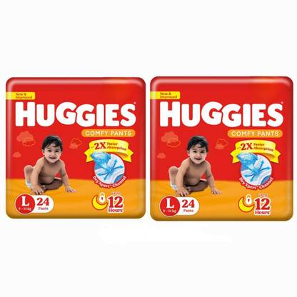 Huggies Comfy Baby Diaper Pants, Upto 50% Faster Absorption - L