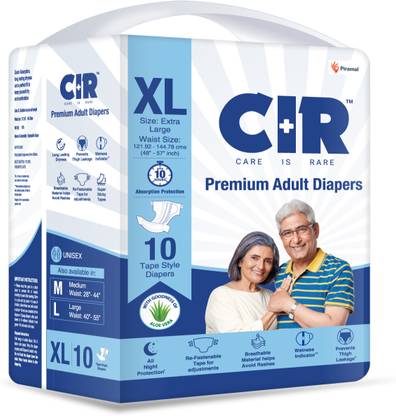 CIR Premium Adult Diapers, Extra Large, Pack of 1 (10 units) Adult Diapers - XL