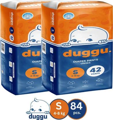 Duggu Soft Baby Diaper Pants | 4-8 kg | Up to 10 Hours Absorption | Pack of 2 - S