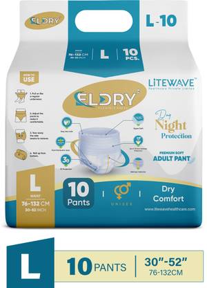 Eldry Unisex | Premium Soft Adult Pant Style Diapers | Large (L) | (Pack of 1) Adult Diapers - L