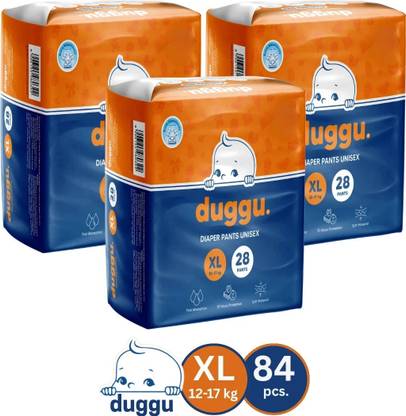 Duggu Soft Baby Diaper Pants | 12-17 kg | Up to 10 Hours Absorption | Pack of 3 - XL