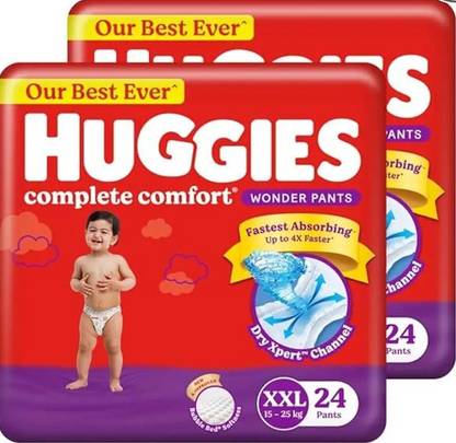 Huggies Complete Comfort Wonder Pant, India's Fastest Absorbing Diaper (24 X 2) - XXL