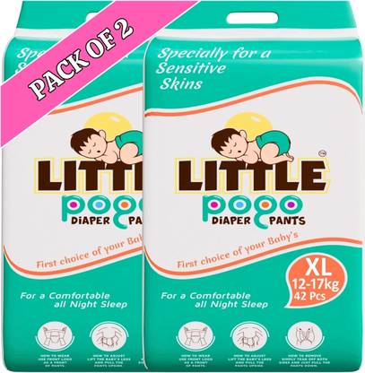 LITTLE POGO Baby Diaper, Weight 12-17 Kg, Cotton Cloth, 84 Count, Essentials Diapers - XL