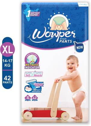 Wowper Fresh Baby Diaper Pants|Wetness Indicator| Upto 12Hrs Absorb | 14-17 Kg - XL