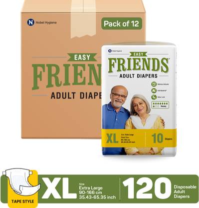 FRIENDS Easy Unisex Adult Diapers Extra Large Waist Size Adult Diapers - XL