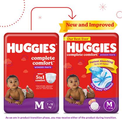 Huggies Complete Comfort Wonder Pants, India's Fastest Absorbing Diaper | - M