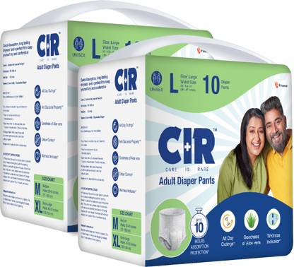 CIR 10 hr Absorption Protection with Wetness Indicator Odour Control Pant Adult Diapers - L